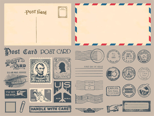 怀旧欧美邮票与邮戳图片