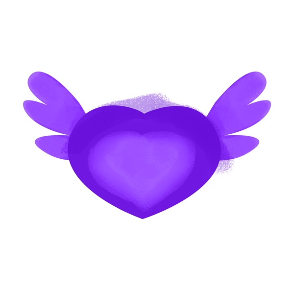 紫色爱心翅膀装饰元素