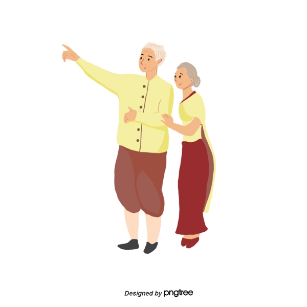 爱到老的爷爷和奶奶荣格通说黄色衣服红色