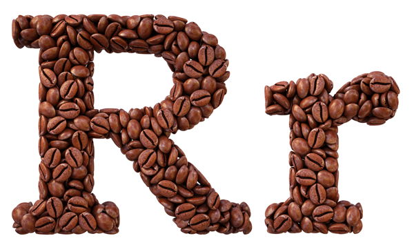 咖啡豆组成的字母R图片