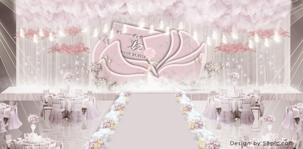 唯美淡粉色婚礼效果图