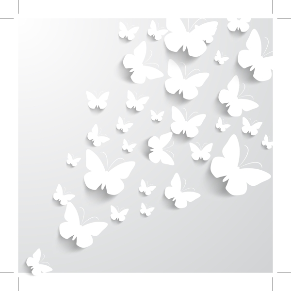 白色剪纸蝴蝶矢量素材