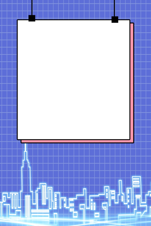蓝色网格框城市背景