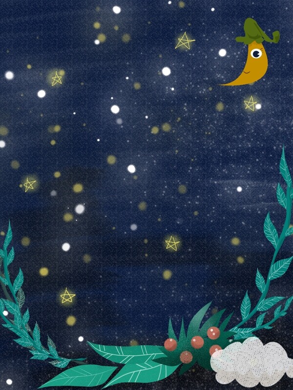 手绘夏季晚安星空背景设计