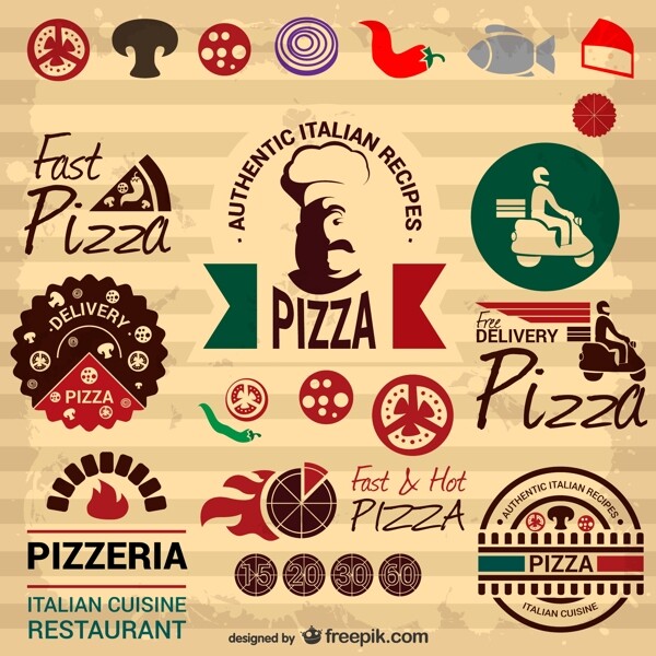 创意披萨标签设计矢量素材