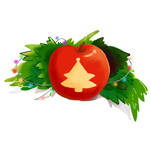 圣诞节红色绿色平安果礼物免抠元素
