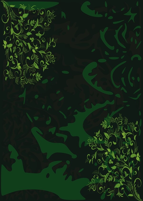 繁荣绿色漩涡花卉背景底图海报图