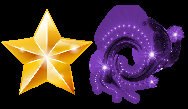 金色星星紫色旋窝免抠png透明图层素材