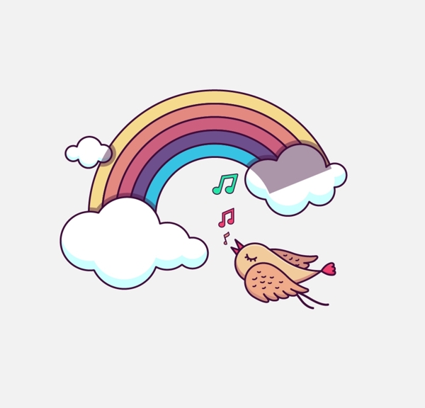 彩虹唱歌的小鸟图片