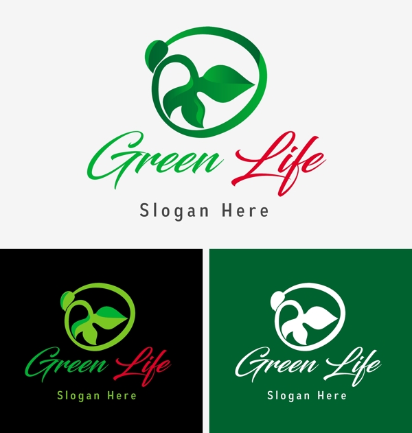 绿色环保叶子logo图标设计