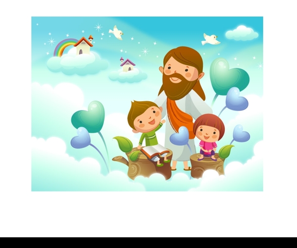 耶稣儿童风景图片