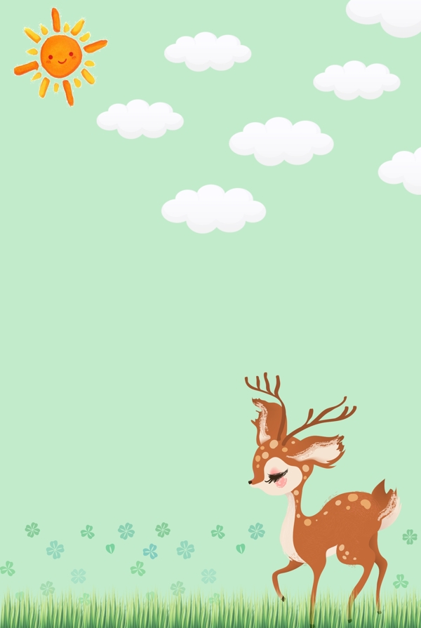 彩色小鹿可爱背景