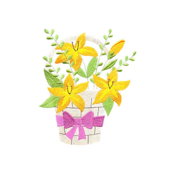 绣花植物花朵生活元素篮子免费素材
