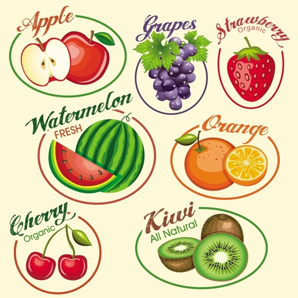 新鲜水果创意图标图片