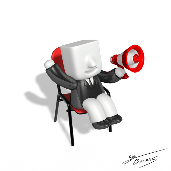 3D模型小人坐在椅子上喊话图片