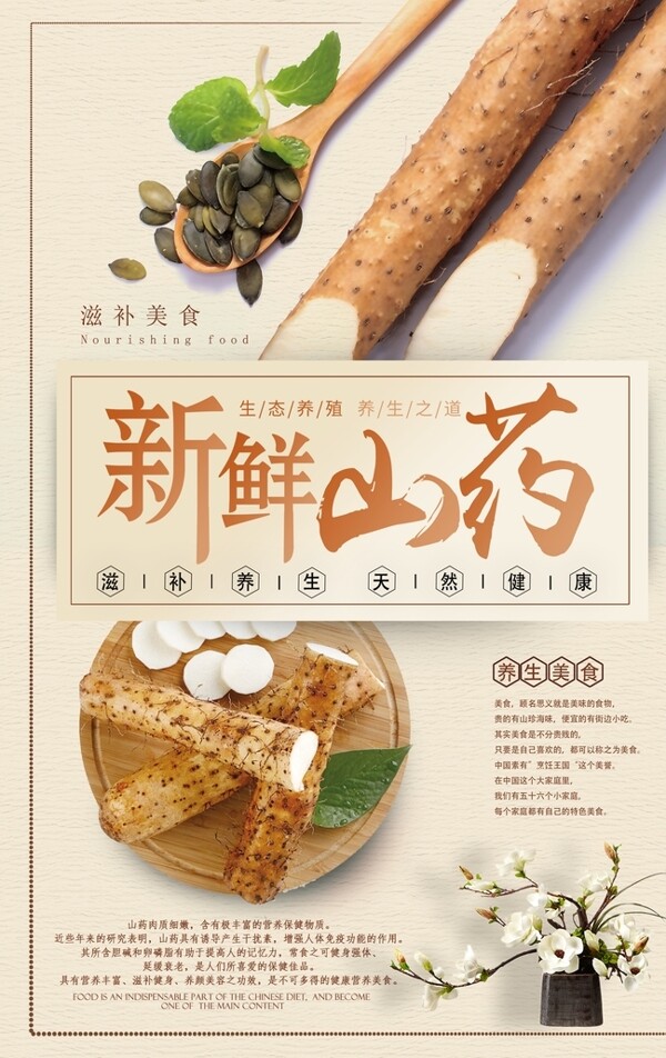 中国风新鲜山药滋补美食海报图片