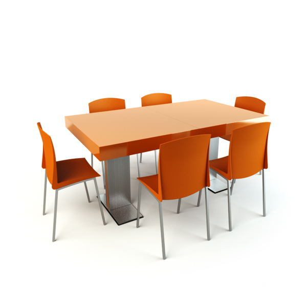 橙色餐桌椅组合