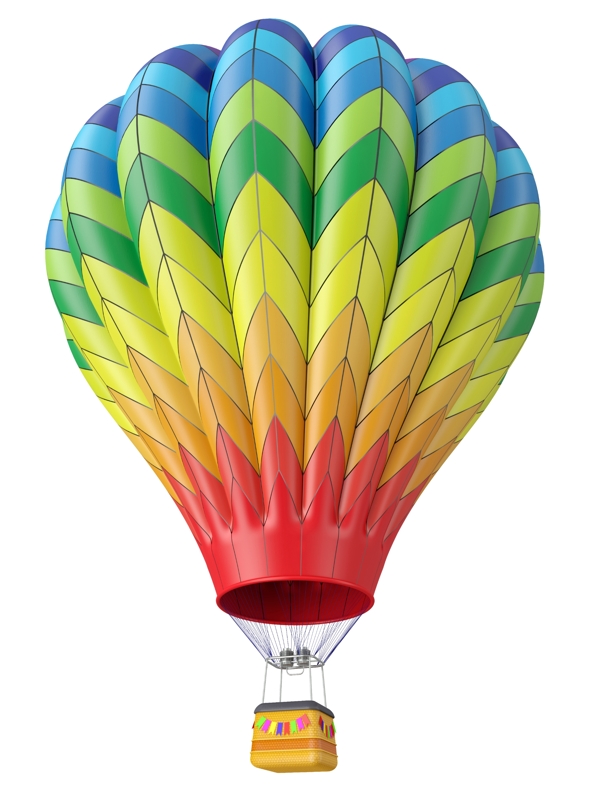 七彩色热气球设计素材元素