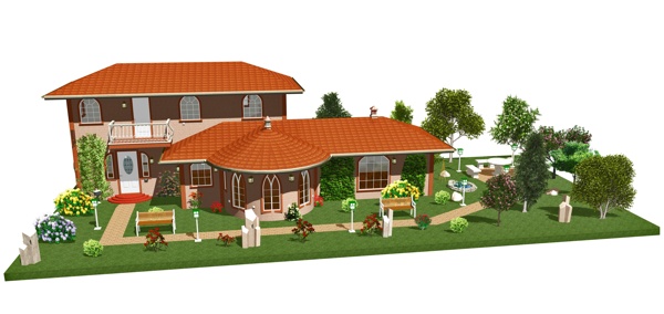 3D花园别墅模型图片