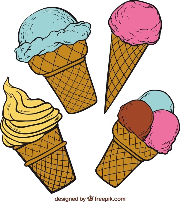 四个冰淇淋插图矢量素材