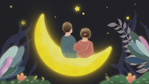 晚安月亮晚上插画