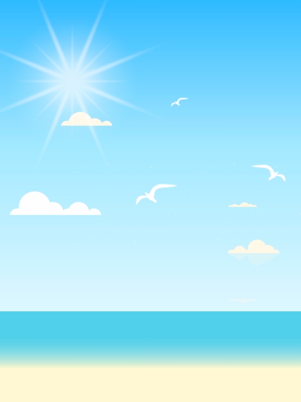 蓝色天空夏日卡通海边休闲背景图