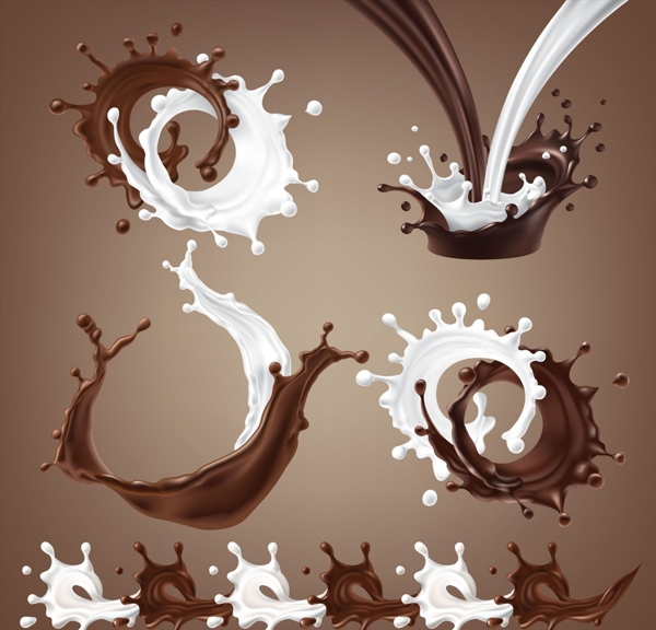 溅起的巧克力与牛奶
