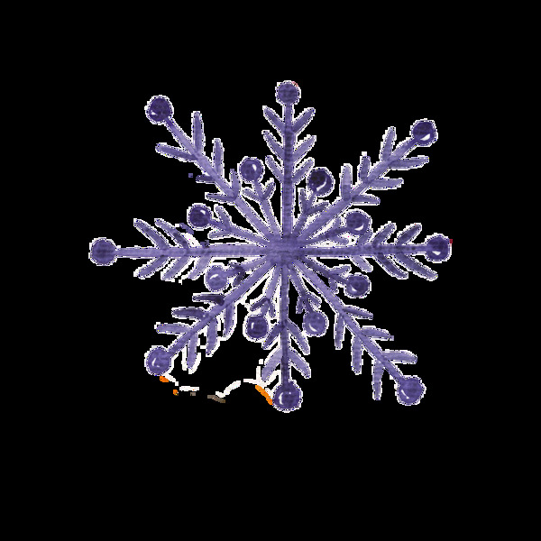 紫色手绘雪花圣诞节透明装饰素材