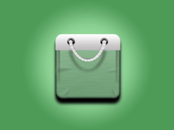 绿色购物袋电商图标设计