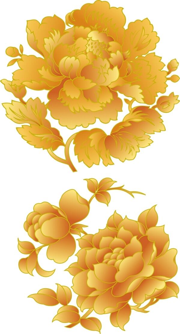 中国传统金色牡丹纹样
