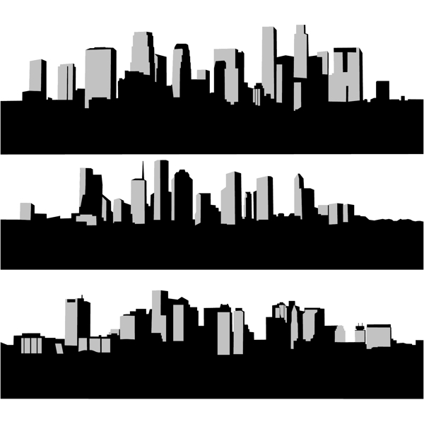 3城市轮廓剪影矢量集
