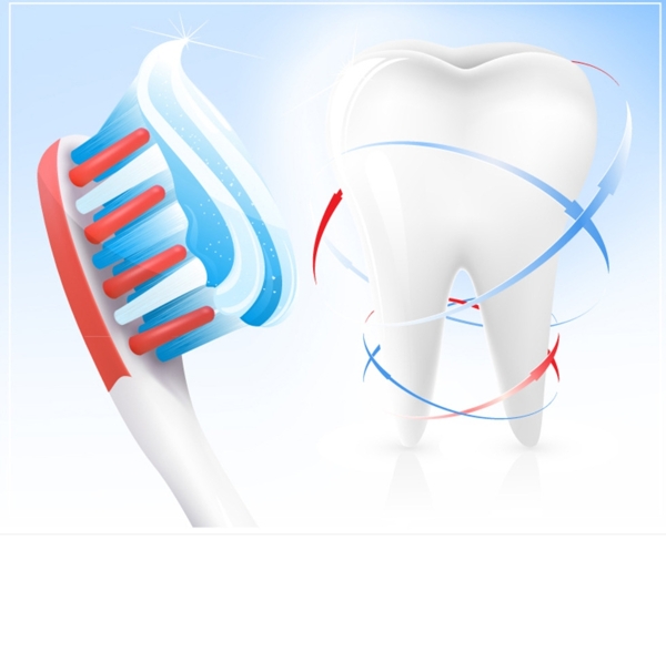 牙齿与牙刷设计矢量素材