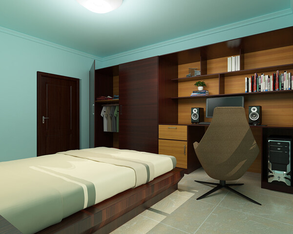 现代简约卧室空间设计效果图