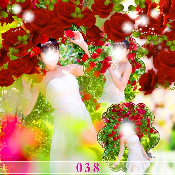 红色玫瑰花婚庆模板素材画面设计