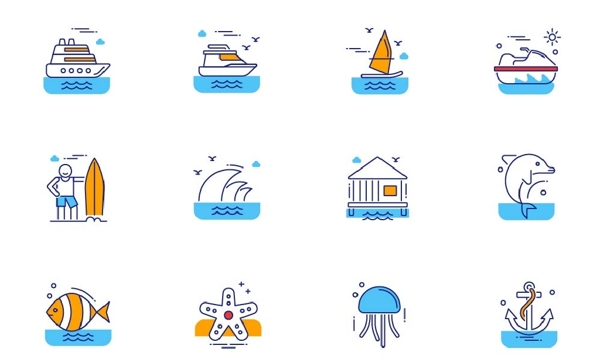 旅游海边夏天图标icon
