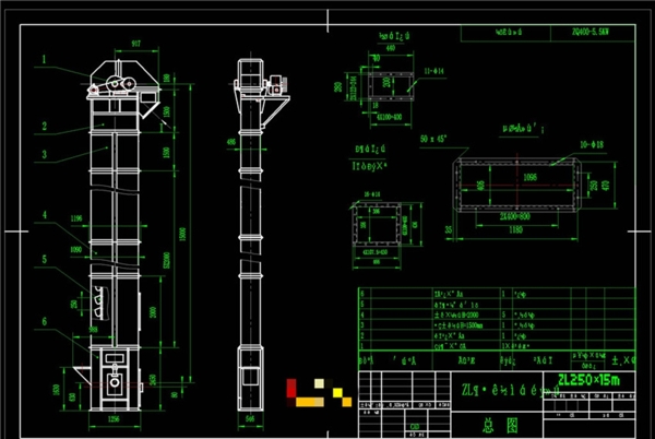 斗式提升机CAD机械图纸