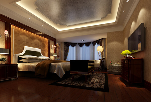 欧式卧室3d效果图图片
