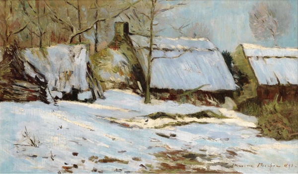 MaximeMaufraCabinsundertheSnow1891画家风景画静物油画建筑油画装饰画