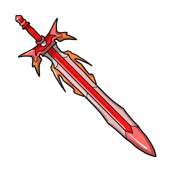 卡通红色装饰长剑