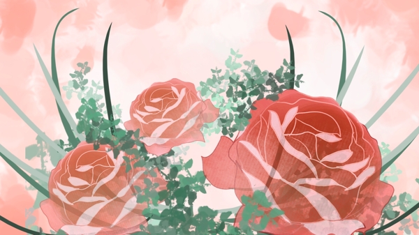 唯美红色玫瑰花背景图
