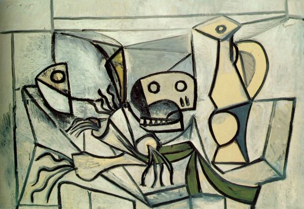 1945Poireauxtetedepoissoncr鍍磂etpichet西班牙画家巴勃罗毕加索抽象油画人物人体油画装饰画