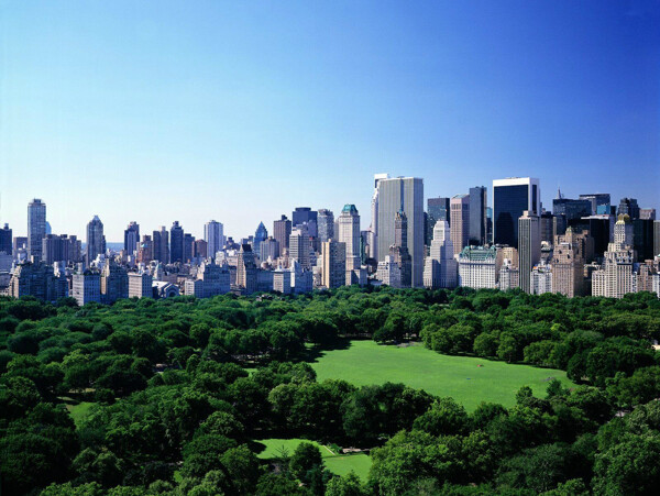 纽约中央公园曼哈顿楼群图片