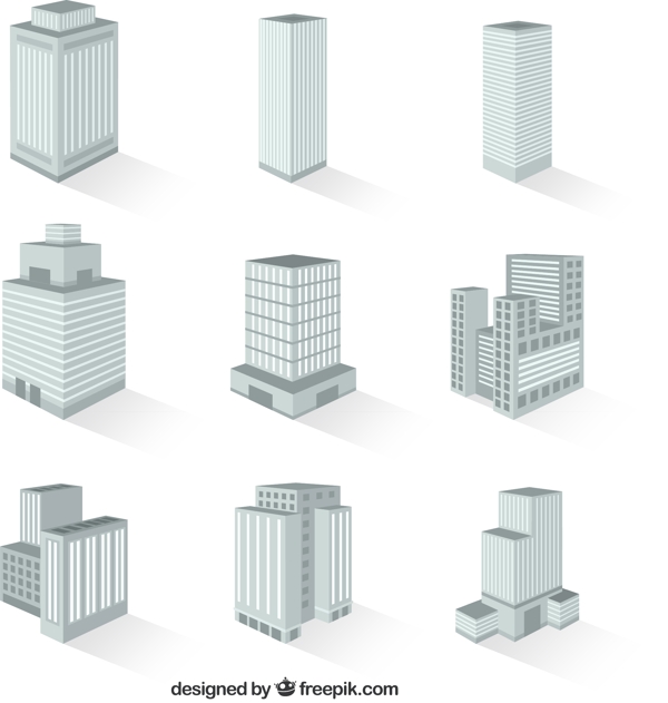 创意大厦3D图标矢量素材