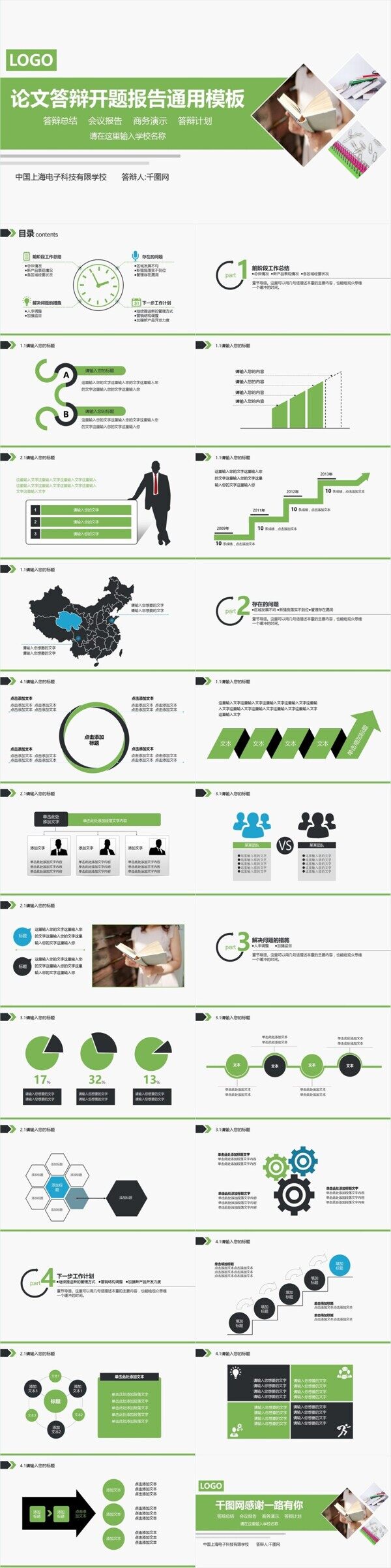 绿色通用毕业答辩商业ppt