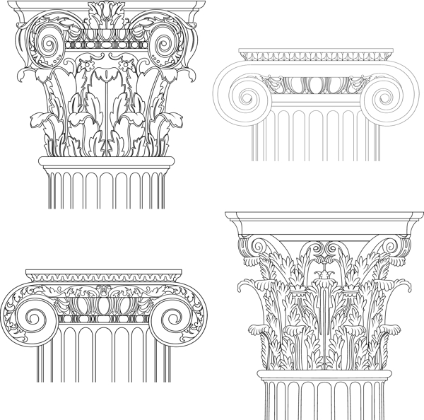 装饰精美图案的罗马柱