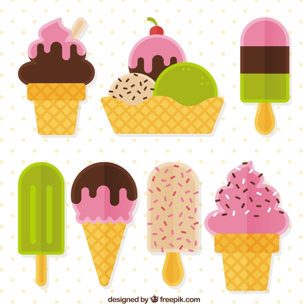 彩色冰淇淋甜点图标