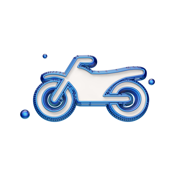 C4D蓝色摩托车图标