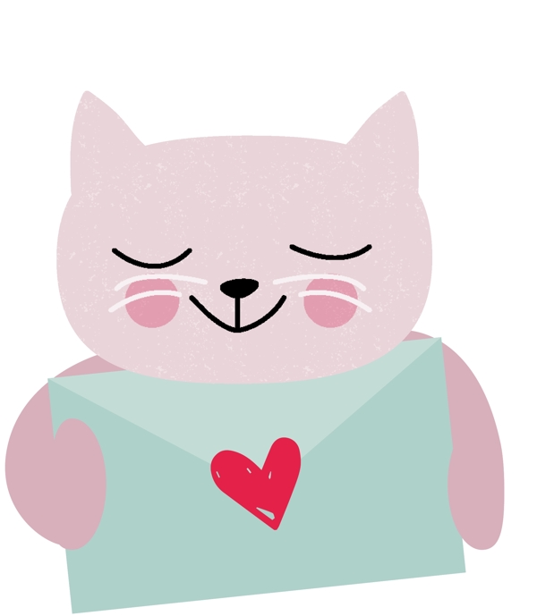猫咪卡通手绘爱心情侣动物矢量素材3
