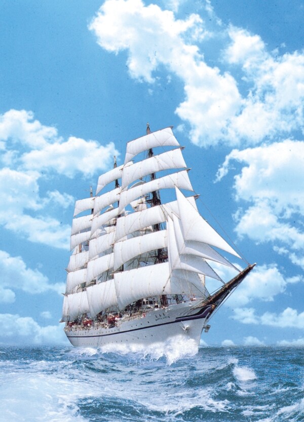 海浪帆船图片