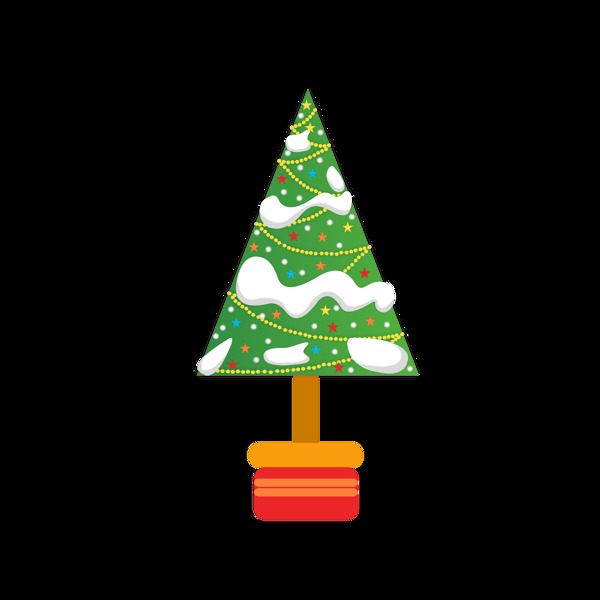 圣诞节雪树元素之卡通可爱圣诞树